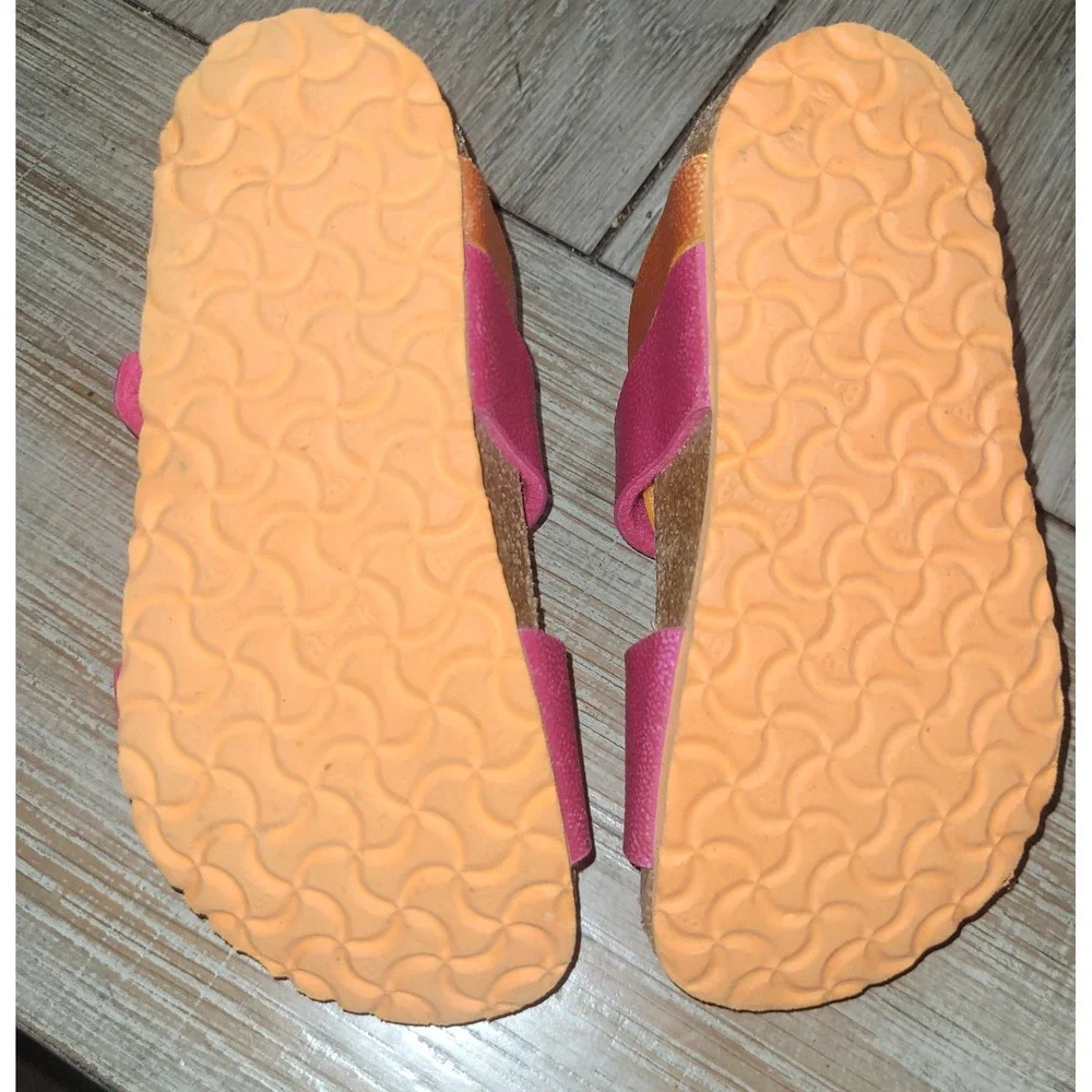 Birkenstock Franca Kids Sandals Pink Orange Metallic Strappy Slide Size 26 US 8